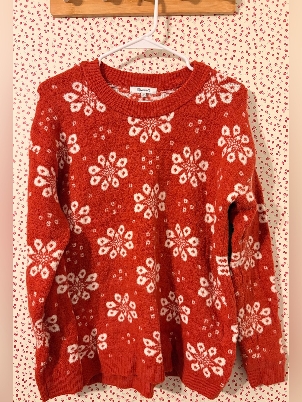Madewell Red Snowflake Knit Sweater